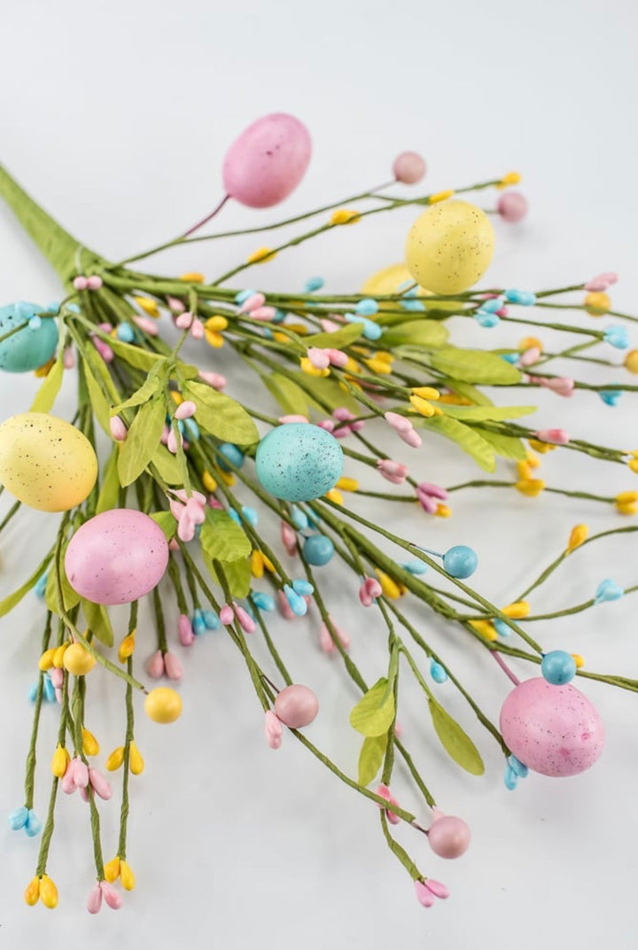 Blue, Pink, & Yellow Easter Eggs Berry Bush - 19" - Greenery Market65652-BLPKYEL