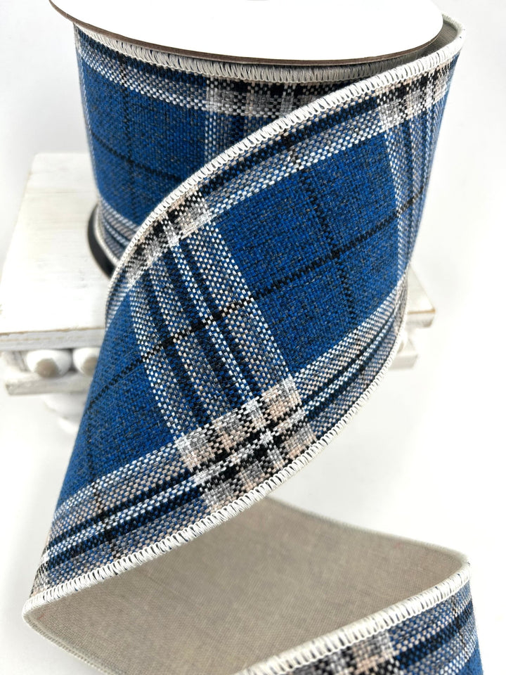 Blue Plaid Wired Ribbon - 4" - Greenery MarketRW0060-BL