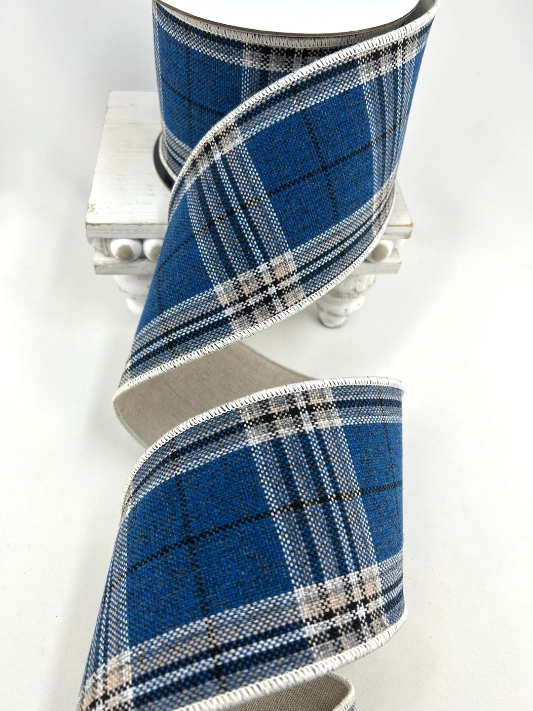 Blue Plaid Wired Ribbon - 4" - Greenery MarketRW0060-BL