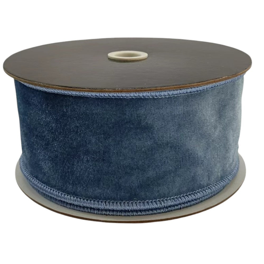 Blue Premier Velvet Wired Ribbon - 2.5" - Greenery MarketRibbon259987