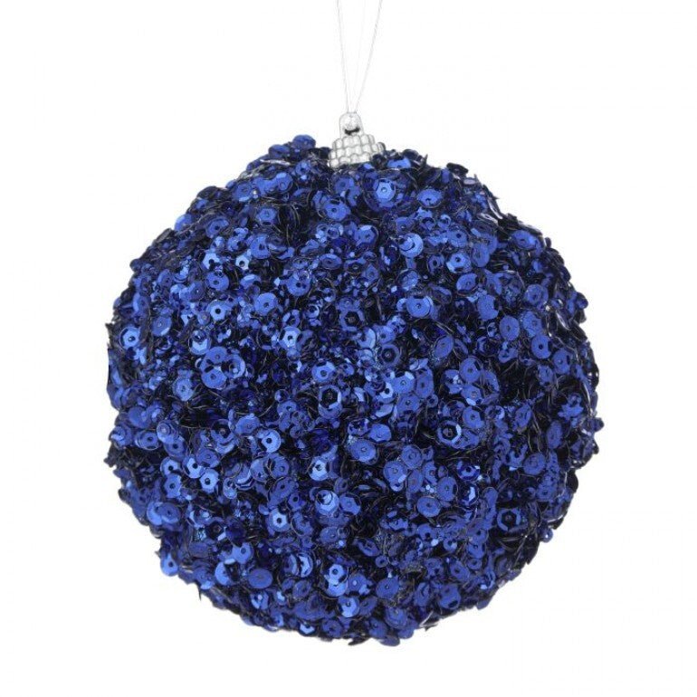 Blue sequin jeweled ball ornament 4” - Greenery MarketMTX68878 MIDB