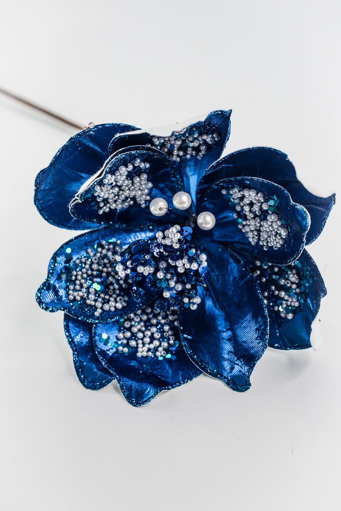 Blue Sequin / Pearl Magnolia Spray - 21" - Greenery MarketXG1116B