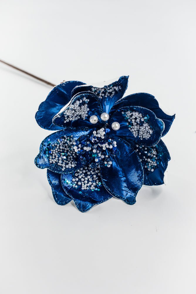 Blue Sequin / Pearl Magnolia Spray - 21" - Greenery MarketXG1116B