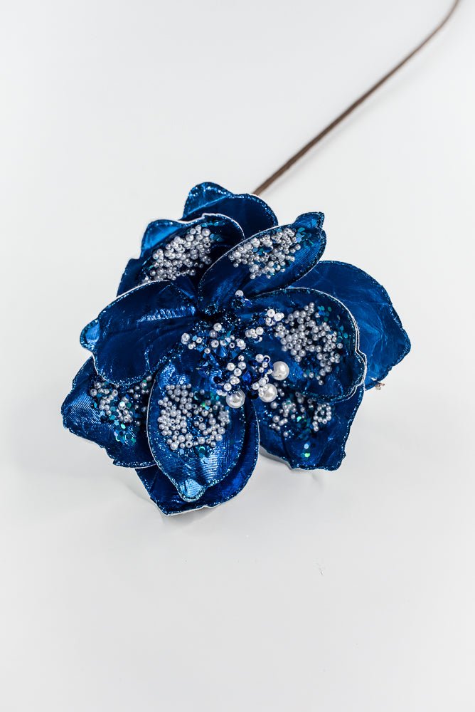 Blue Sequin / Pearl Magnolia Spray - 21" - Greenery MarketXG1116B