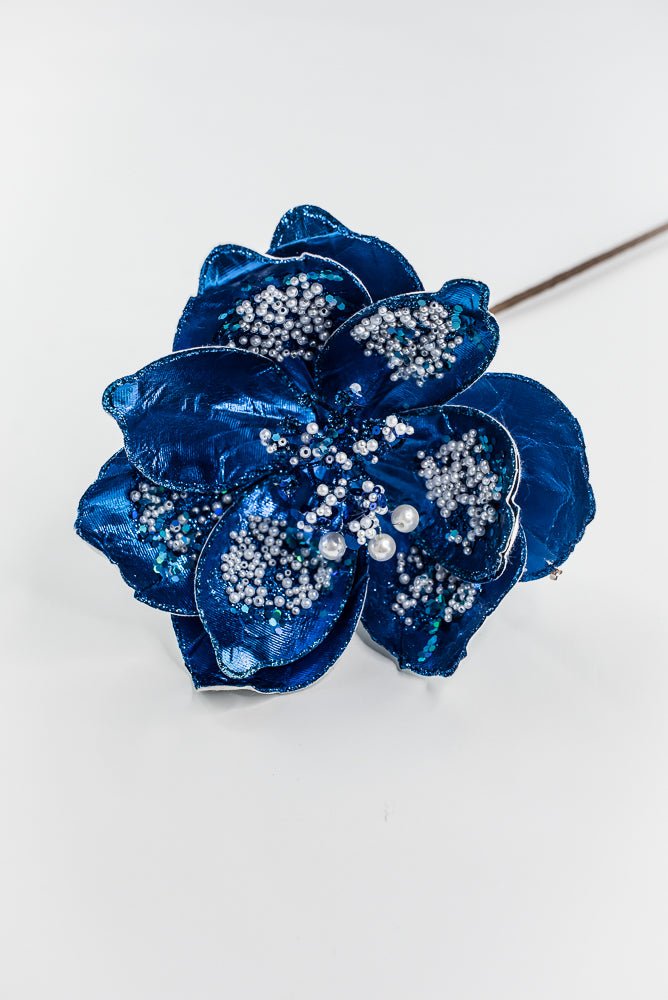 Blue Sequin / Pearl Magnolia Spray - 21" - Greenery MarketXG1116B