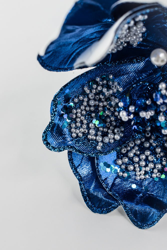 Blue Sequin / Pearl Magnolia Spray - 21" - Greenery MarketXG1116B