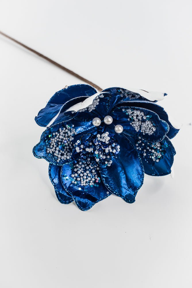 Blue Sequin / Pearl Magnolia Spray - 21" - Greenery MarketXG1116B