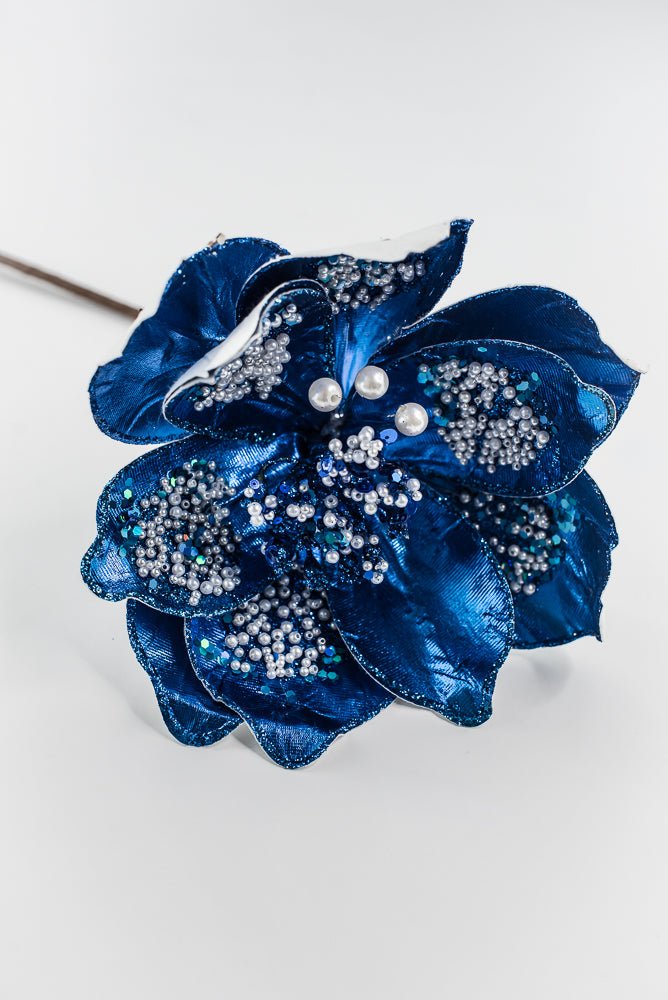 Blue Sequin / Pearl Magnolia Spray - 21" - Greenery MarketXG1116B