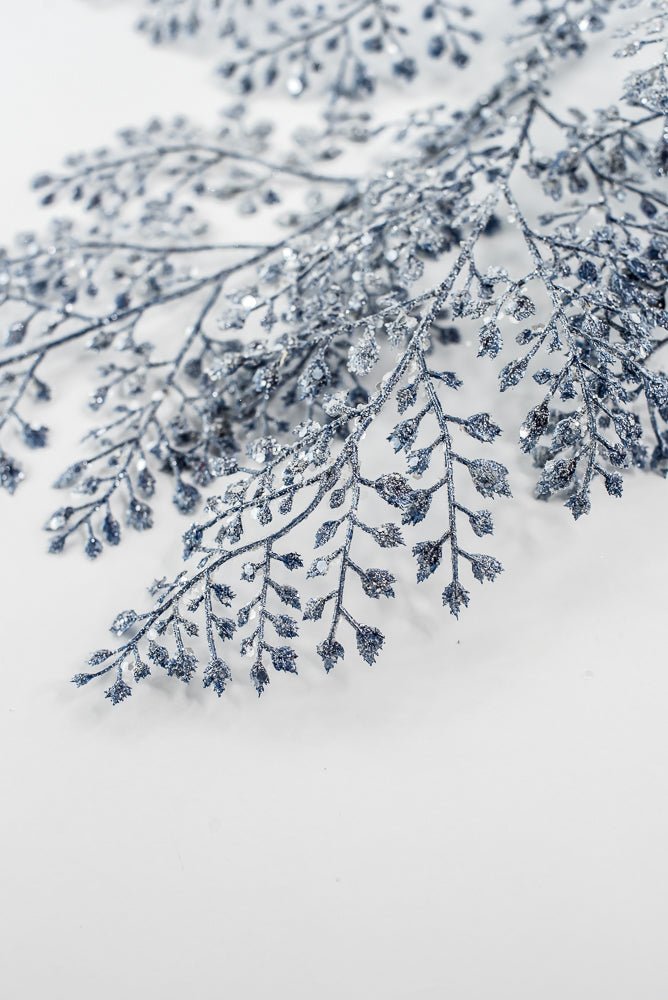 Blue & Silver Glitter Maidenhair Spray - 30" - Greenery MarketXG792BSV