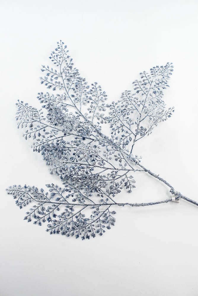 Blue & Silver Glitter Maidenhair Spray - 30" - Greenery MarketXG792BSV