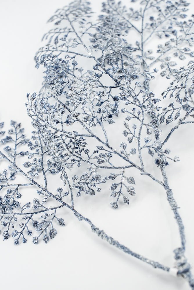Blue & Silver Glitter Maidenhair Spray - 30" - Greenery MarketXG792BSV