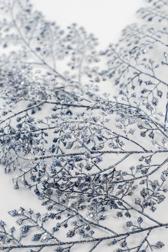 Blue & Silver Glitter Maidenhair Spray - 30" - Greenery MarketXG792BSV