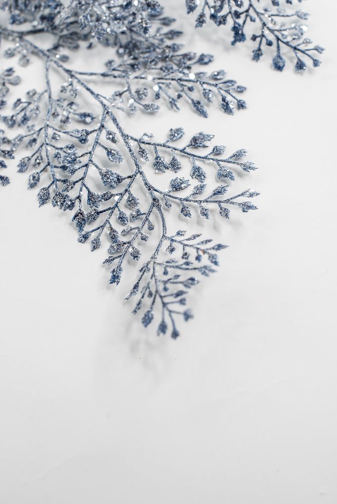 Blue & Silver Glitter Maidenhair Spray - 30" - Greenery MarketXG792BSV