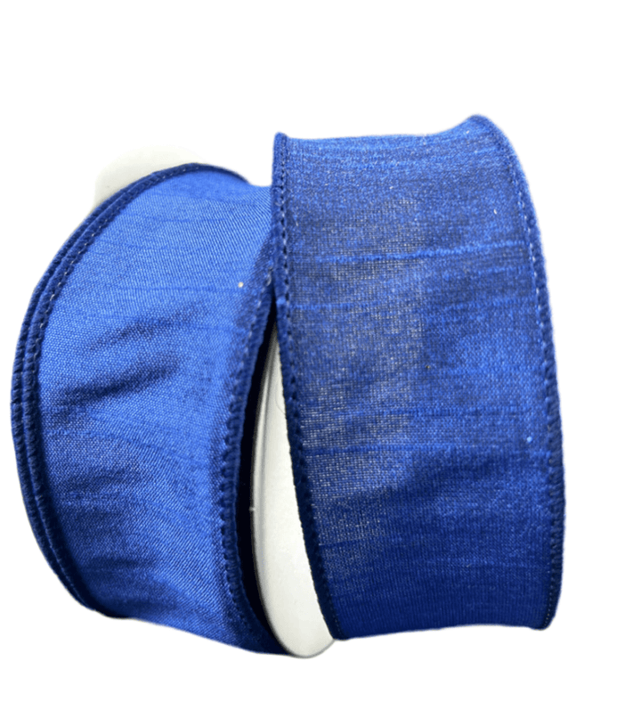 Blue solid wired faux dupioni 1.5” - Greenery MarketWired ribbon72434 - 09 - 27