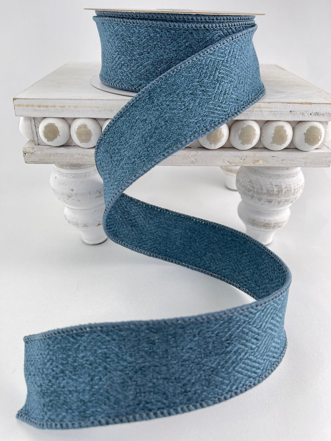 Twisted Ribbons Blue Blue tweed wired ribbon, 1.5