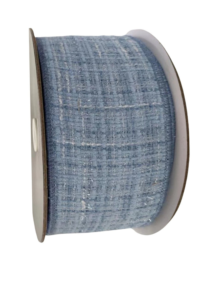 Blue tweed wired ribbon 2.5” - Greenery Market