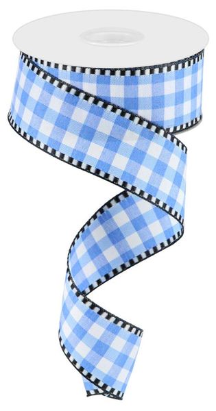 Blue & White Gingham Check Ribbon - 1.5" - Greenery MarketRW813803