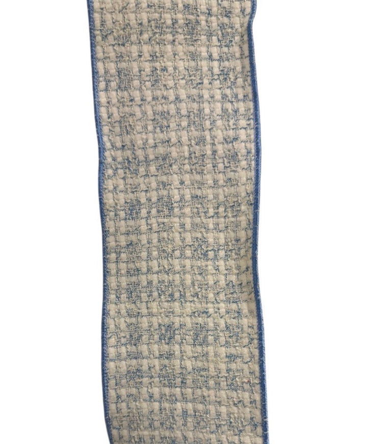 Blue & White Wired Tweed Ribbon - 4" - Greenery MarketWired Ribbon215269