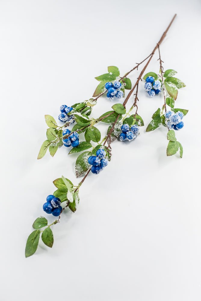 Blue winter berry spray with snow - Greenery MarketXB582-B