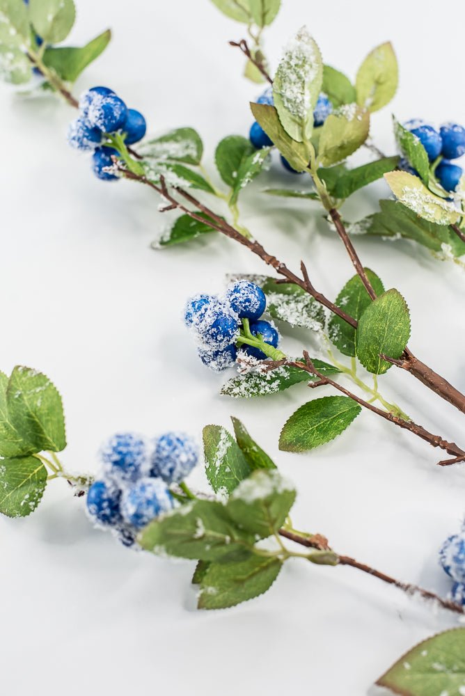 Blue winter berry spray with snow - Greenery MarketXB582-B
