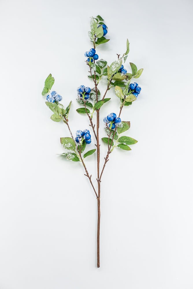 Blue winter berry spray with snow - Greenery MarketXB582-B