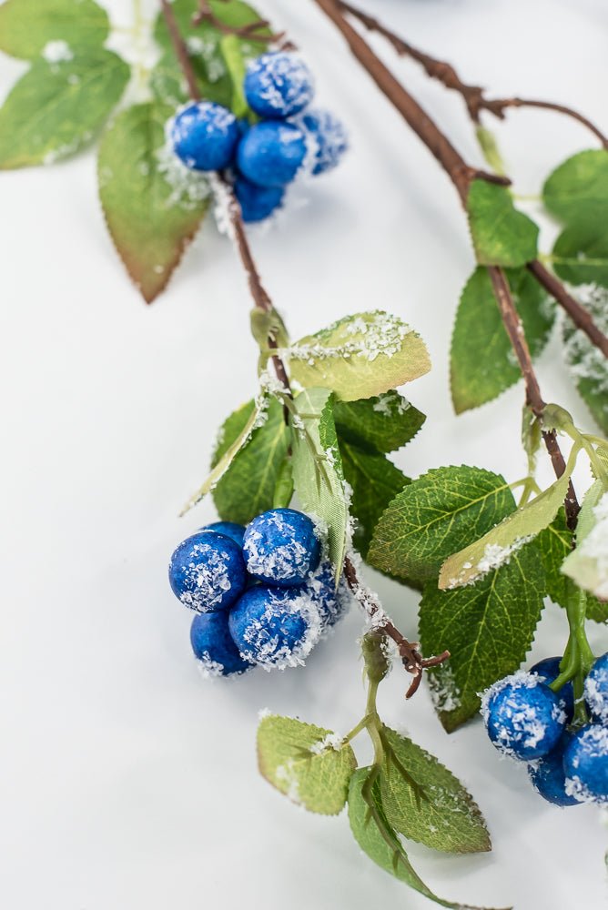 Blue winter berry spray with snow - Greenery MarketXB582-B