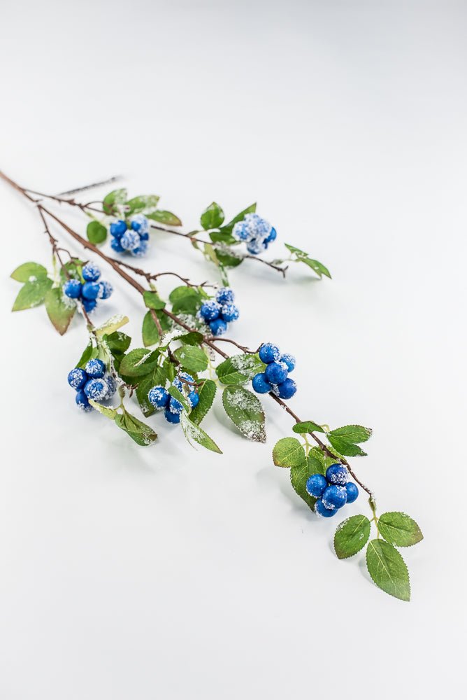 Blue winter berry spray with snow - Greenery MarketXB582-B