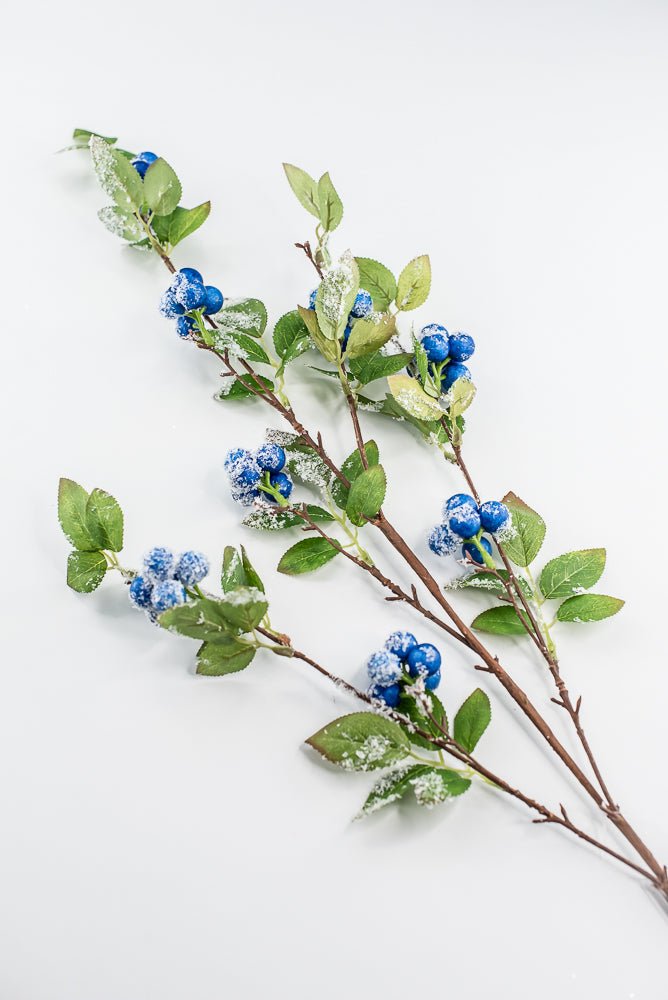 Blue winter berry spray with snow - Greenery MarketXB582-B