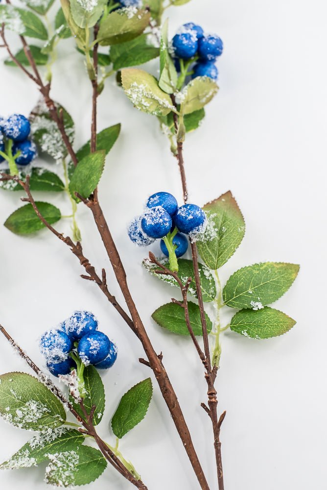 Blue winter berry spray with snow - Greenery MarketXB582-B