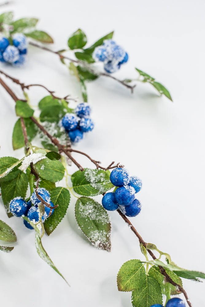 Blue winter berry spray with snow - Greenery MarketXB582-B