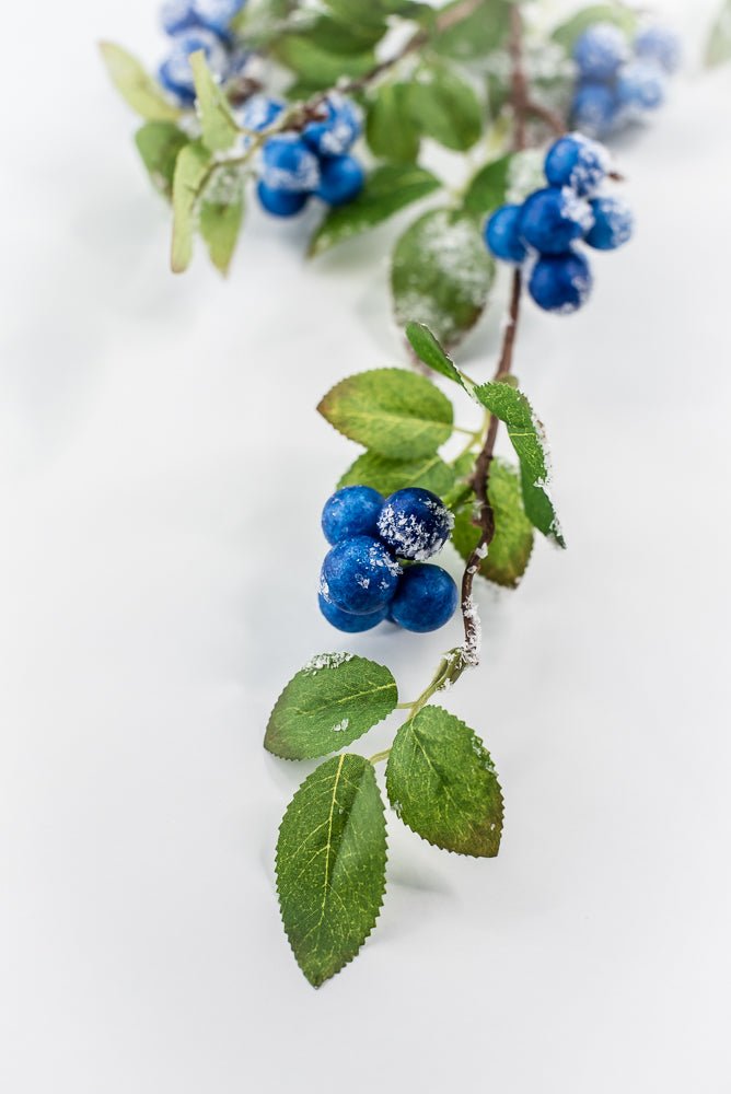 Blue winter berry spray with snow - Greenery MarketXB582-B