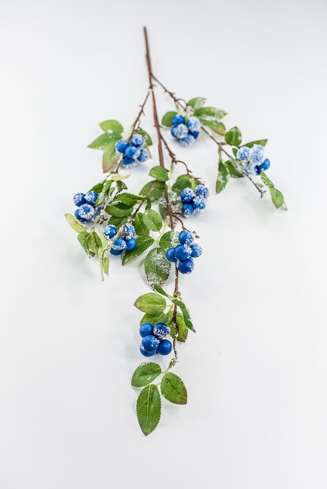 Blue winter berry spray with snow - Greenery MarketXB582-B