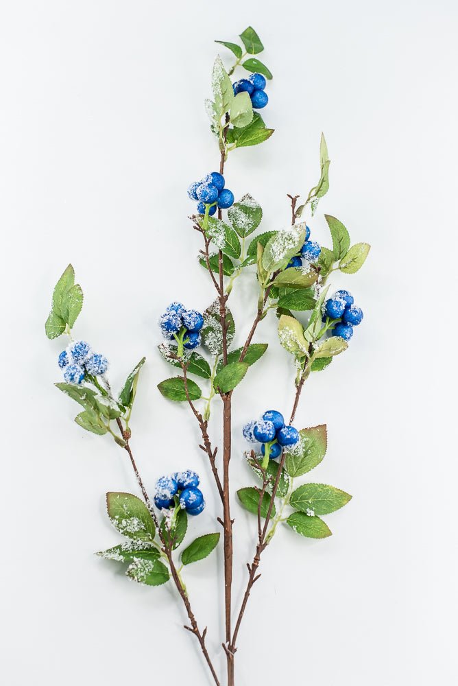 Blue winter berry spray with snow - Greenery MarketXB582-B