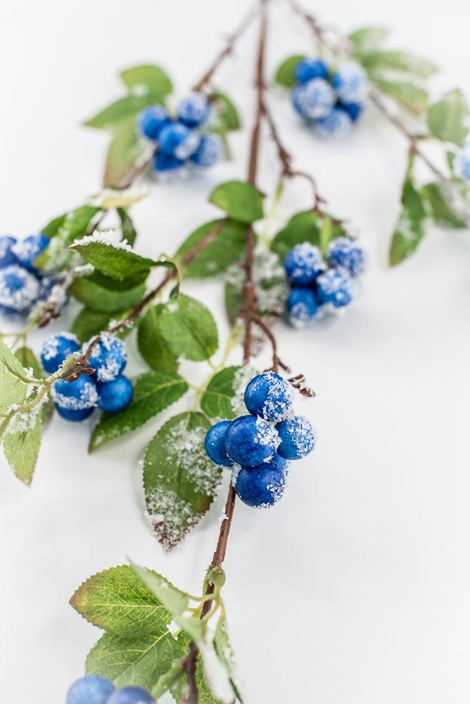 Blue winter berry spray with snow - Greenery MarketXB582-B