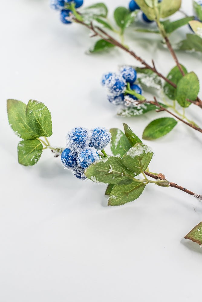 Blue winter berry spray with snow - Greenery MarketXB582-B