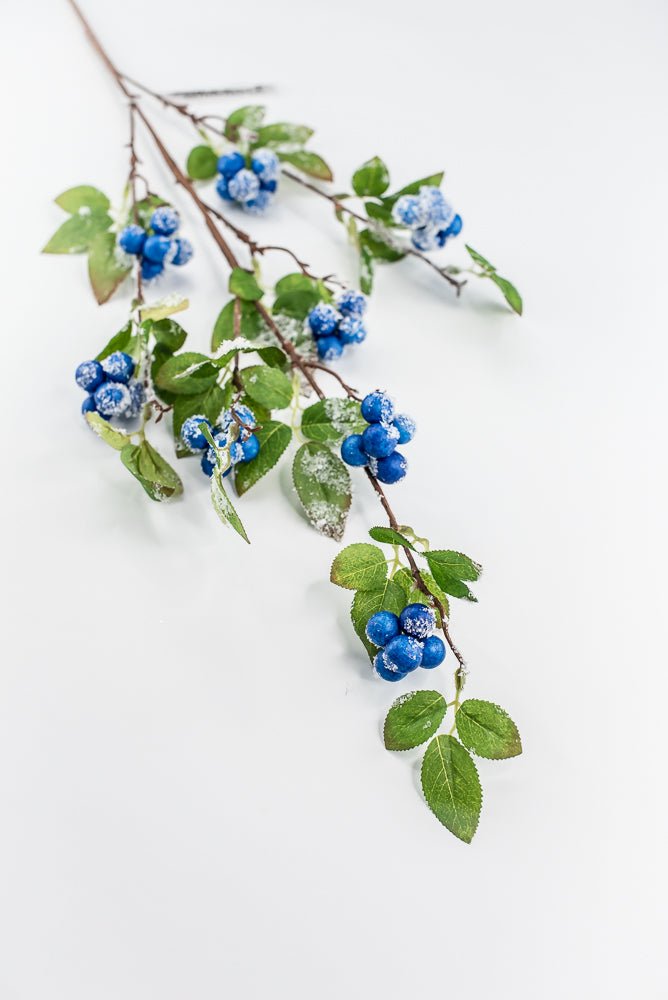 Blue winter berry spray with snow - Greenery MarketXB582-B