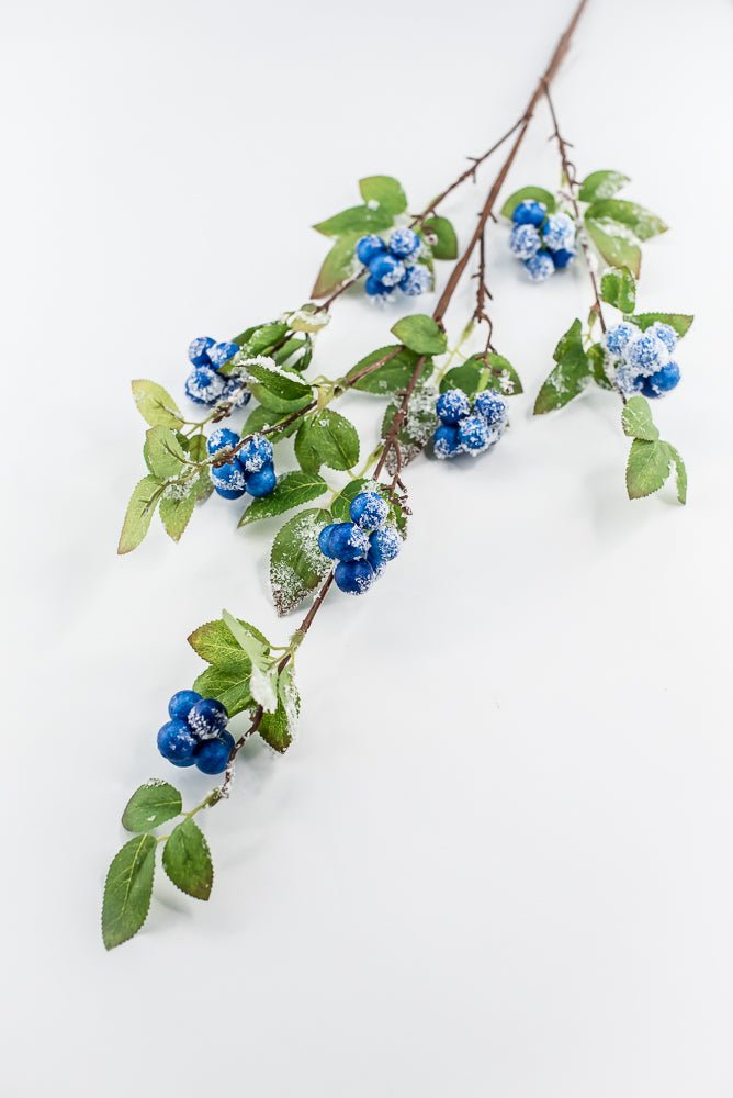 Blue winter berry spray with snow - Greenery MarketXB582-B