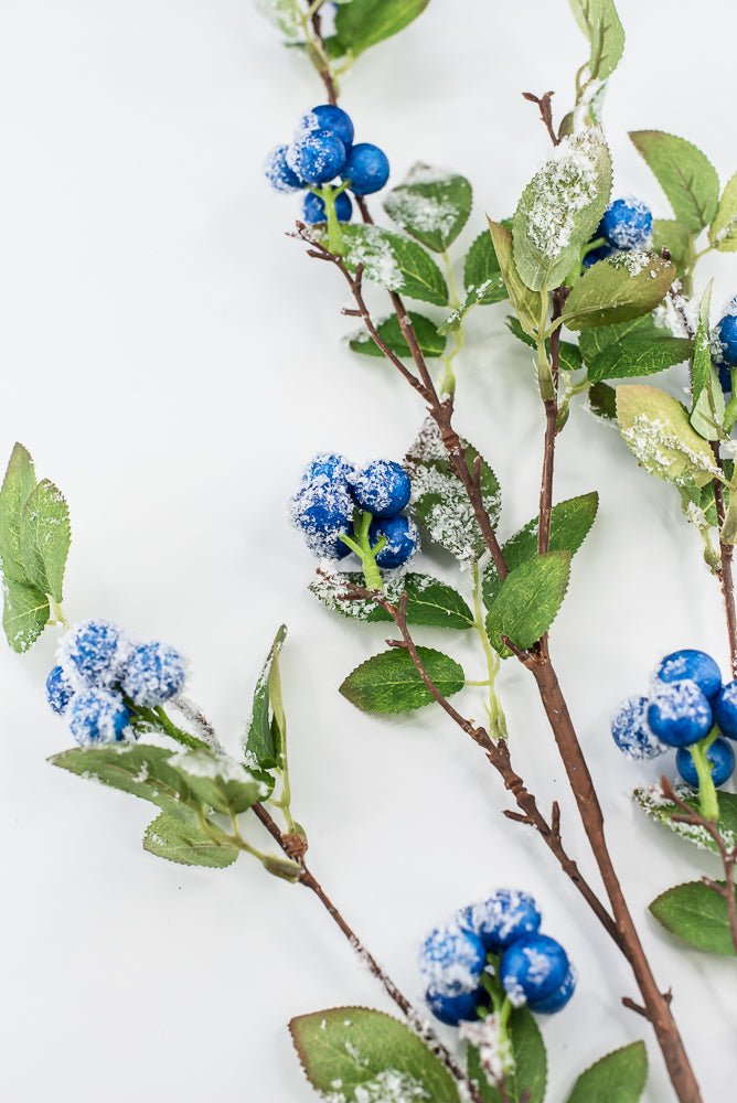 Blue winter berry spray with snow - Greenery MarketXB582-B
