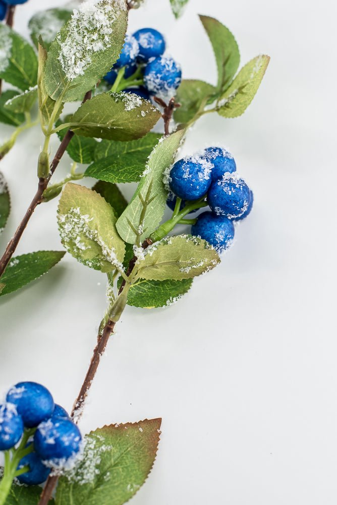 Blue winter berry spray with snow - Greenery MarketXB582-B