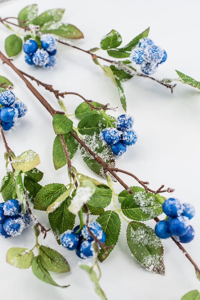 Blue winter berry spray with snow - Greenery MarketXB582-B