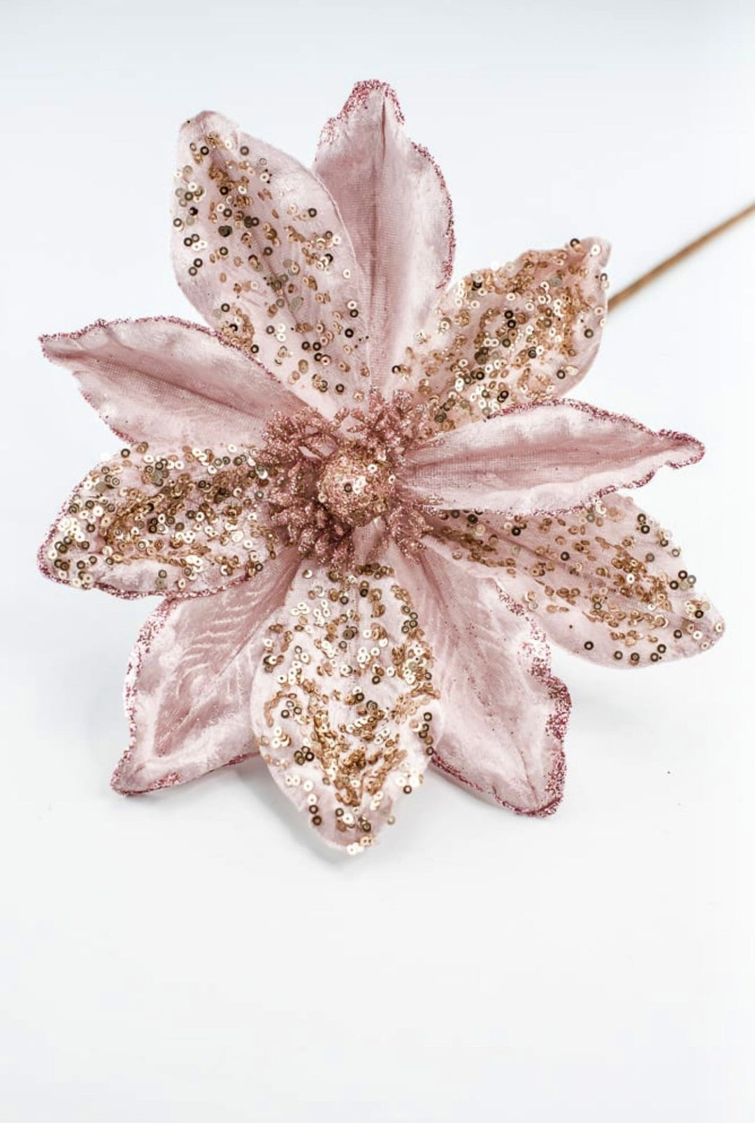 Blush pink, velvet artificial magnolia with sequins - Greenery Marketartificial flowersMTX68959 BLPK