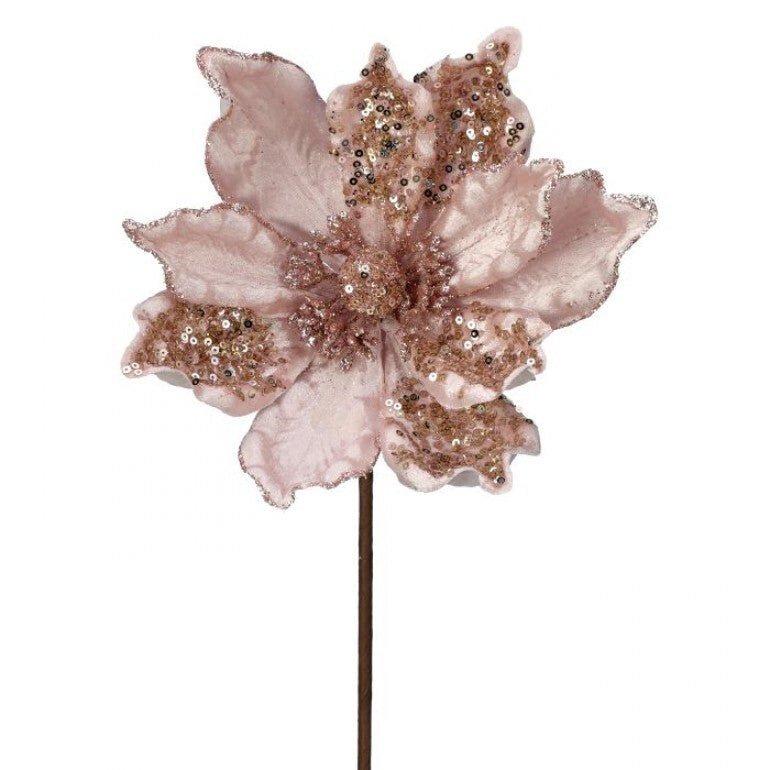 Blush pink, velvet artificial magnolia with sequins - Greenery Marketartificial flowersMTX68959 BLPK