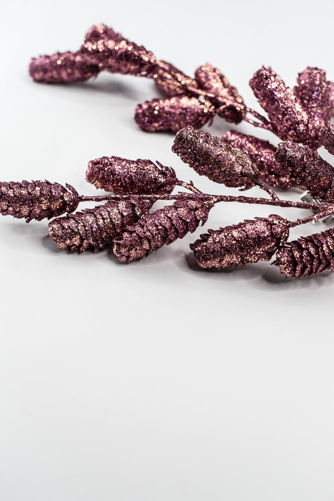 Boysenberry Glittered Pine Cone Spray - 26" - Greenery MarketXAQ780-BB