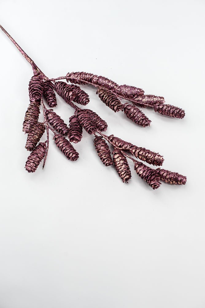 Boysenberry Glittered Pine Cone Spray - 26" - Greenery MarketXAQ780-BB
