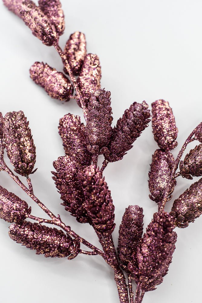 Boysenberry Glittered Pine Cone Spray - 26" - Greenery MarketXAQ780-BB
