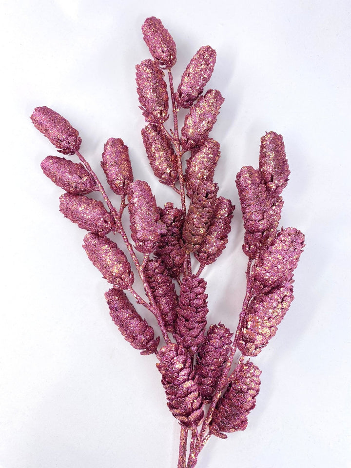 Boysenberry Glittered Pine Cone Spray - 26" - Greenery MarketXAQ780-BB
