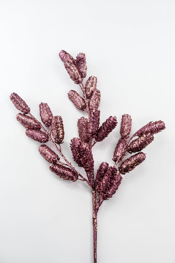 Boysenberry Glittered Pine Cone Spray - 26" - Greenery MarketXAQ780-BB