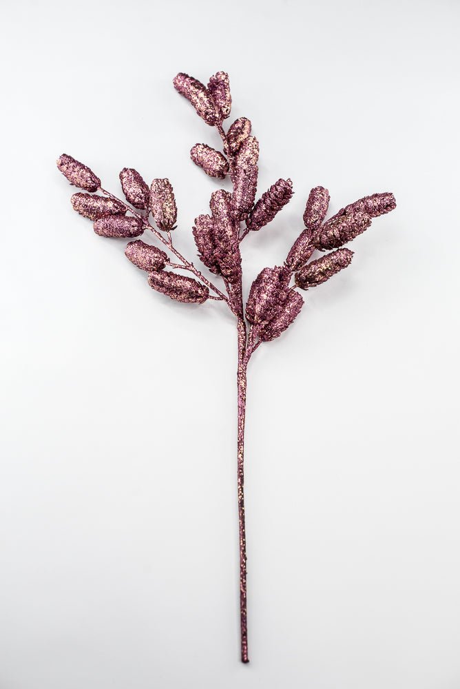 Boysenberry Glittered Pine Cone Spray - 26" - Greenery MarketXAQ780-BB