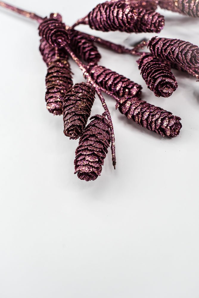 Boysenberry Glittered Pine Cone Spray - 26" - Greenery MarketXAQ780-BB