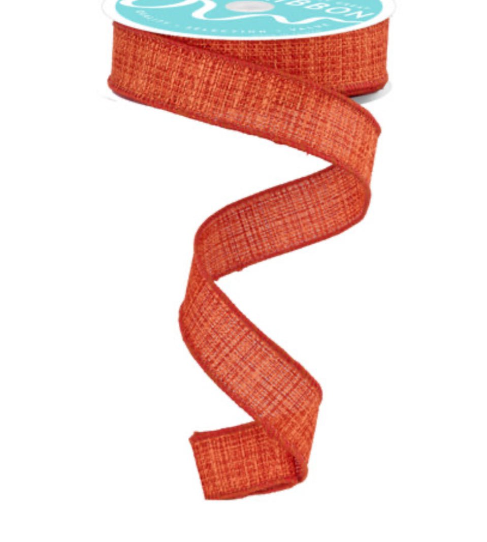 Brick rust wired skinny wired ribbon, 7/8'' - Greenery MarketWired ribbonRGF7407WH